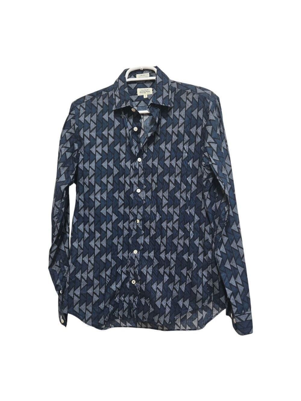 Hartford shirt mens size small blue slim fit geometric long sleeve button up